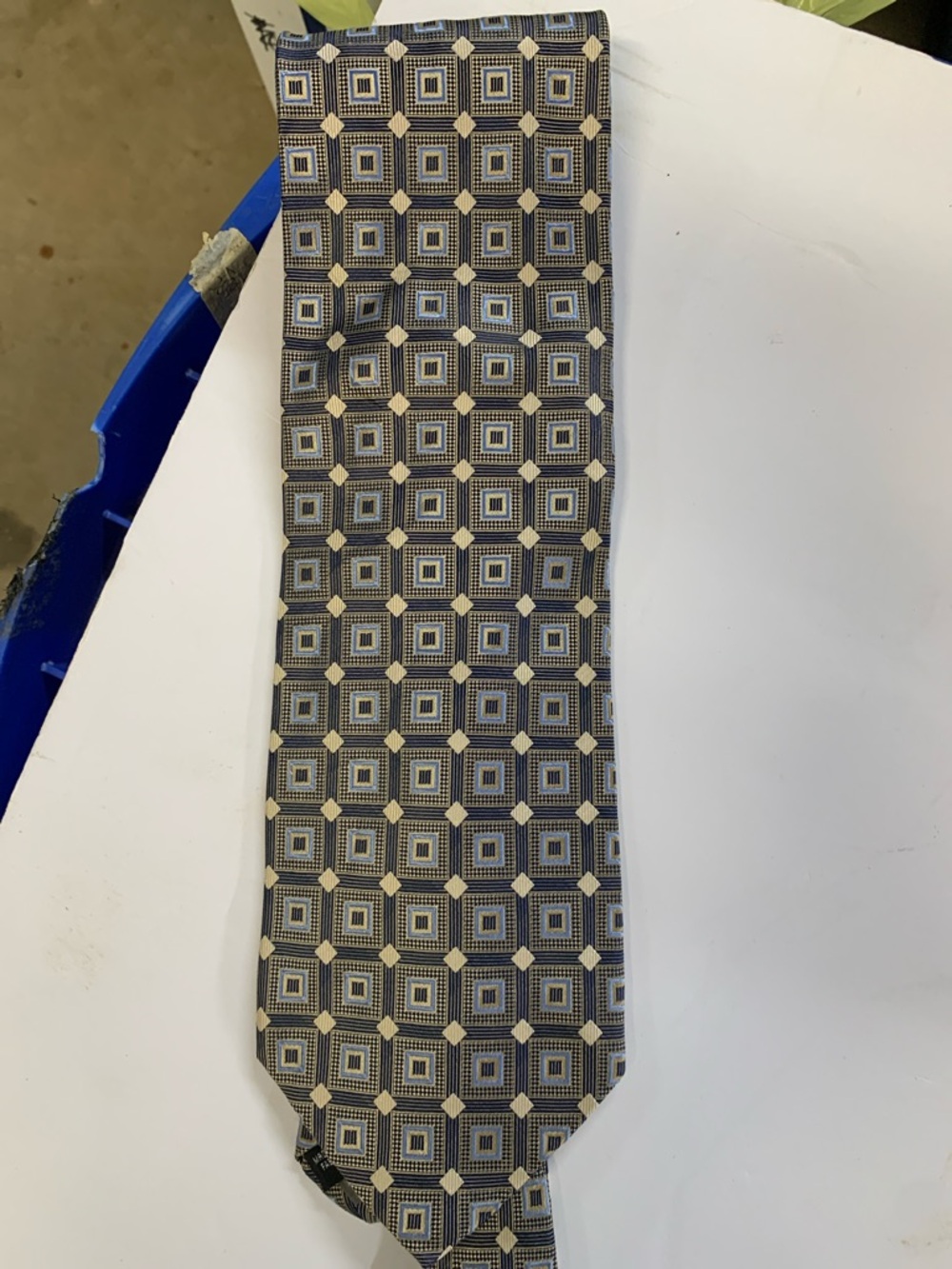 Avon Gray and Cream Geometric Square Tie